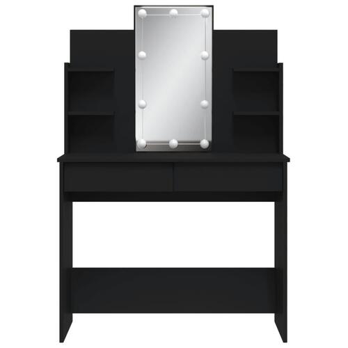 Makeupbord med LED-lys 96x40x142 cm sort