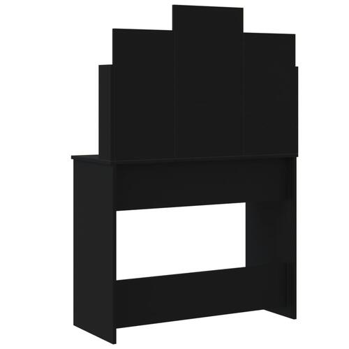 Makeupbord med LED-lys 96x40x142 cm sort