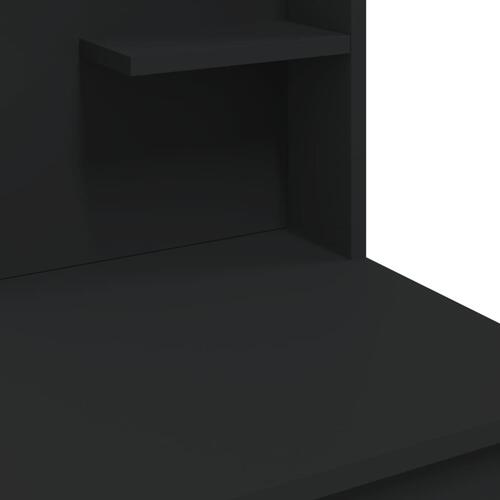Makeupbord med LED-lys 96x40x142 cm sort