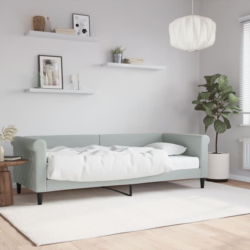 Daybed med madras 80x200 cm velour lysegrå