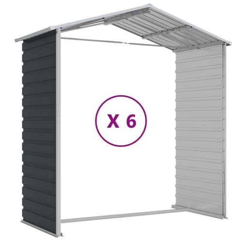 Haveskur 191x555x198 cm galvaniseret stål antracitgrå