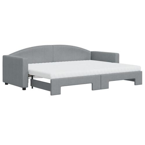 Daybed med udtræk og madras 80x200 cm stof lysegrå