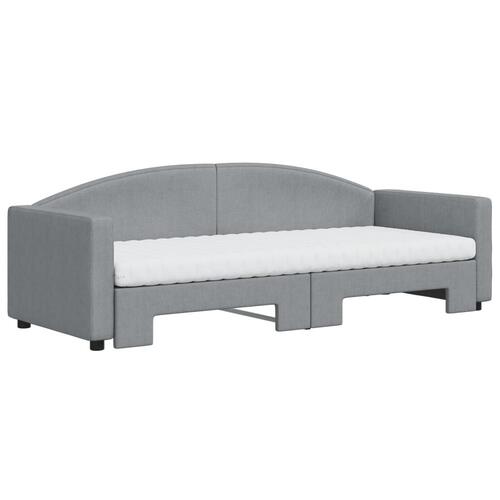 Daybed med udtræk og madras 80x200 cm stof lysegrå