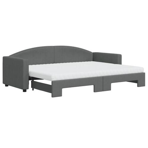 Daybed med udtræk og madras 80x200 cm stof mørkegrå