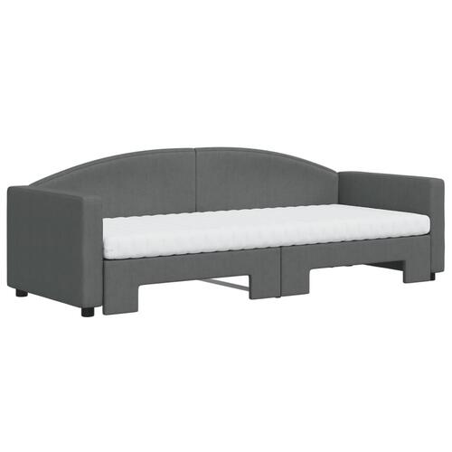 Daybed med udtræk og madras 80x200 cm stof mørkegrå