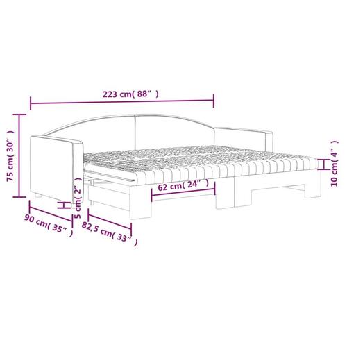 Daybed med udtræk og madras 80x200 cm stof mørkegrå