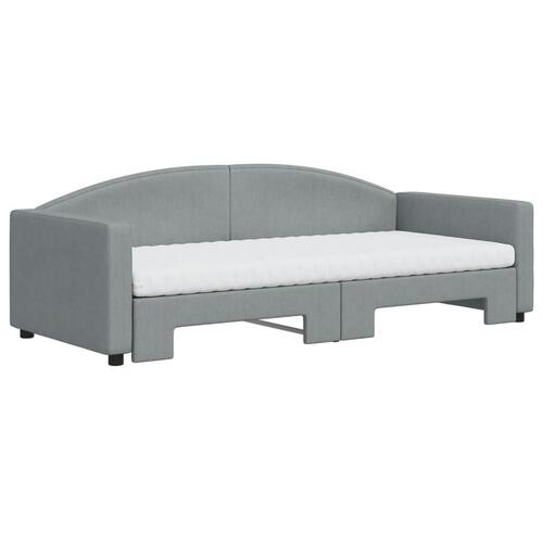 Daybed med udtræk og madras 90x200 cm stof lysegrå
