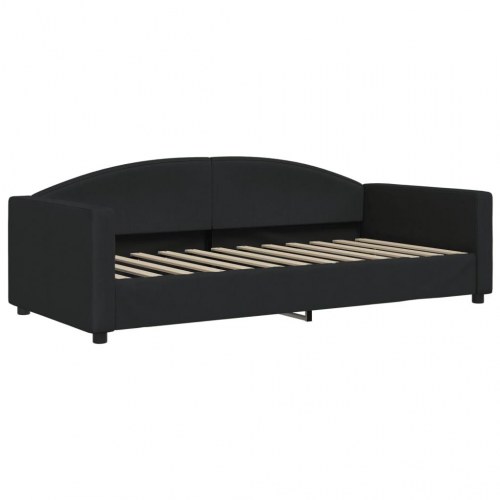 Daybed med udtræk og madras 90×200 cm - stof, sort