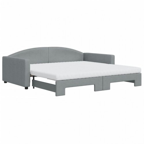 Daybed med udtræk og madras 100x200 cm - stof, lysegrå