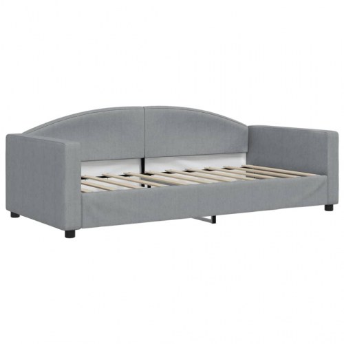 Daybed med udtræk og madras 90x190 cm i lysegråt stof