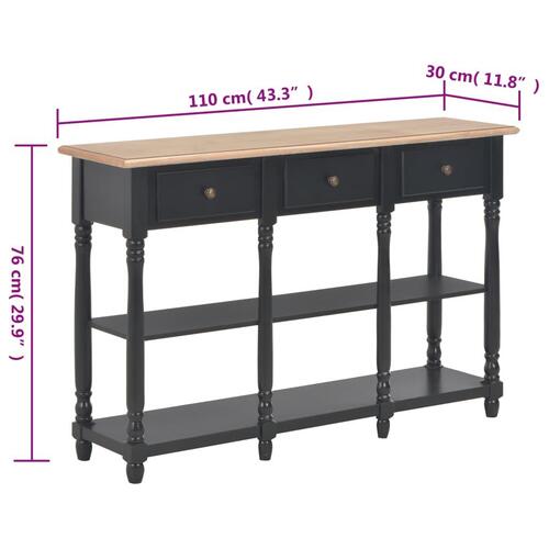 Konsolbord 110x30x76 cm konstrueret træ sort