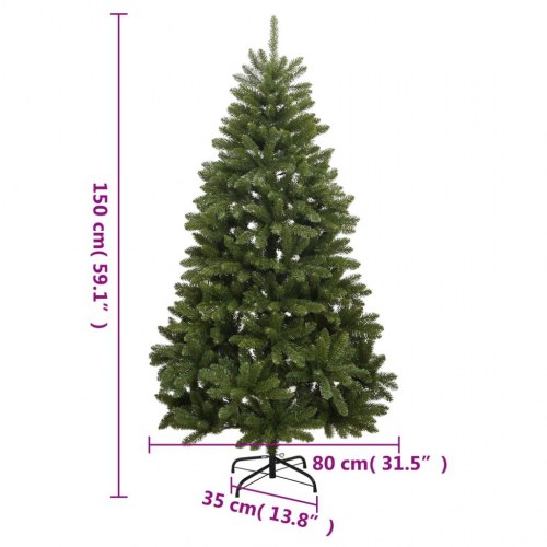 Kunstigt juletræ med fod 150 cm - hængslet, grøn