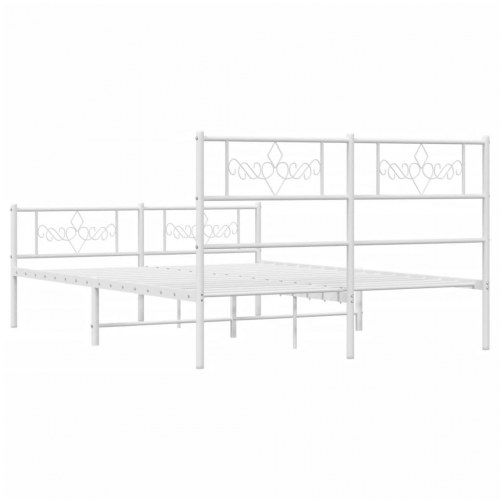 Sengeramme med sengegavl og fodgærde 150 × 200 cm - metal, hvid
