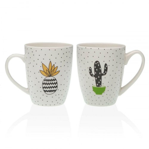 Versa krus i porcelæn - Kaktus/Ananas motiv