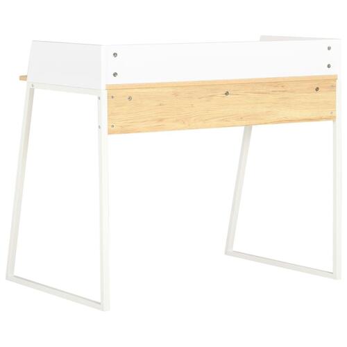 Skrivebord 90x60x88 cm hvid og egetræsfarvet