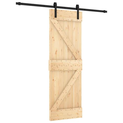 Skydedør med monteringssæt 70x210 cm massivt fyrretræ