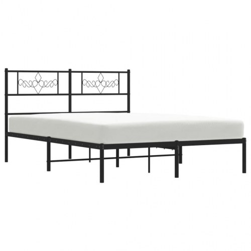 Sengeramme med sengegavl i metal 150 × 200 cm - sort