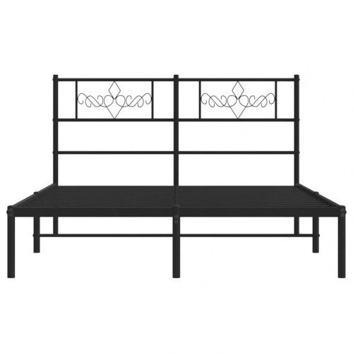 Sengeramme med sengegavl i metal 150 × 200 cm - sort