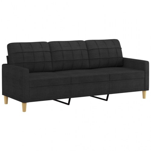 3-personers sofa med fodskammel - 180 cm, sort