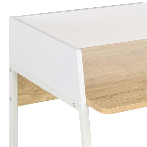 Skrivebord 90x60x88 cm hvid og egetræsfarvet