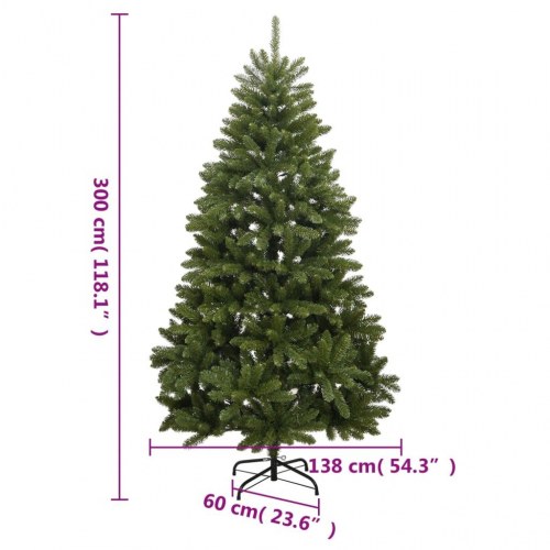 Kunstigt juletræ med juletræsfod 300 cm hængslet grøn