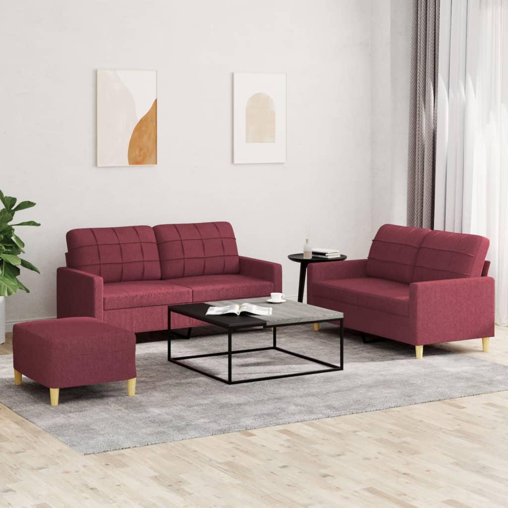 2 personers sofa med hynder stof vinrød