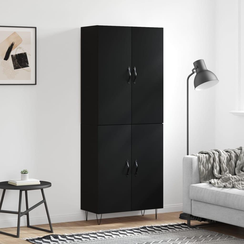 Højskab 69,5x34x180 cm konstrueret træ sort