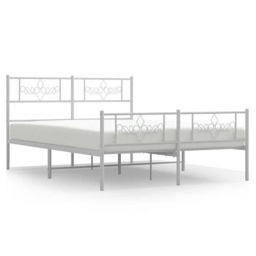 Sengeramme med sengegavl og fodgærde 120x200 cm - metal, hvid