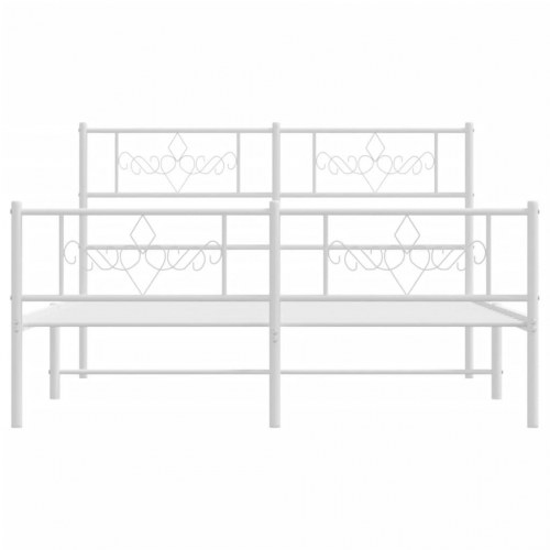Sengeramme med sengegavl og fodgærde 120x200 cm - metal, hvid