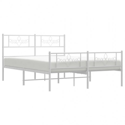 Sengeramme med gavl og fodende 140×190 cm - metal, hvid