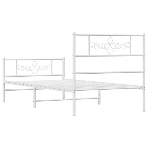 Sengeramme i metal med gavl og fodgærde 75×190 cm - hvid