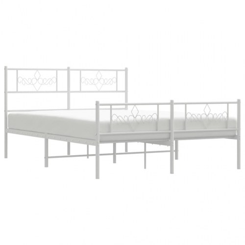 Sengeramme med sengegavl og fodgærde 140x200 cm - metal, hvid