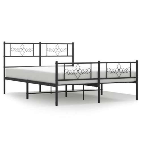 Sengeramme i metal med gavl og fodgærde 135×190 cm - sort