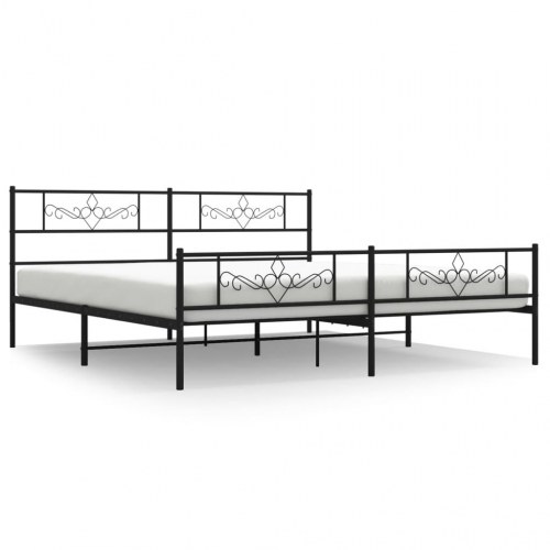 Sengeramme i metal med fodgærde 180x200 cm - sort