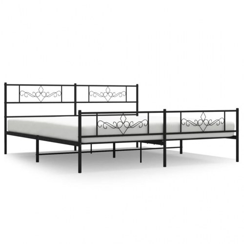 Sengeramme med gavl og fodgærde 183×213 cm - metal, sort