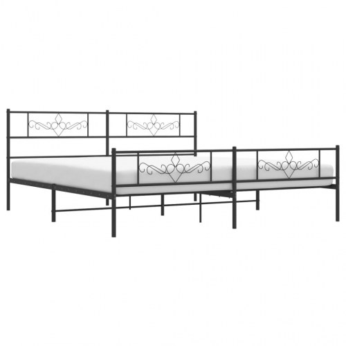 Sengeramme med sengegavl og fodgærde 193×203 cm - metal, sort