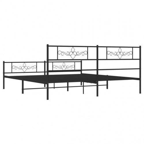 Sengeramme med sengegavl og fodgærde 193×203 cm - metal, sort