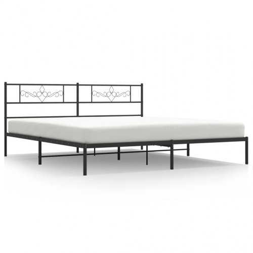 Sengeramme med sengegavl 180x200 cm metal sort