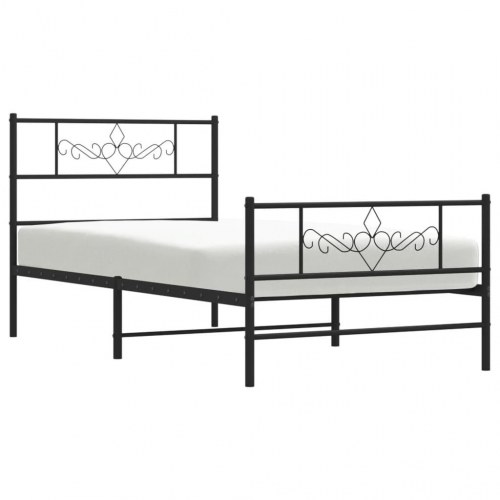 Sengeramme i metal med gavl og fodgærde 107×203 cm - sort