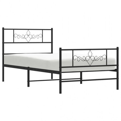 Sengeramme med sengegavl og fodgærde 100×190 cm - metal, sort