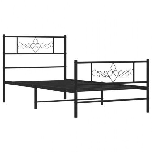 Sengeramme med sengegavl og fodgærde 100×190 cm - metal, sort