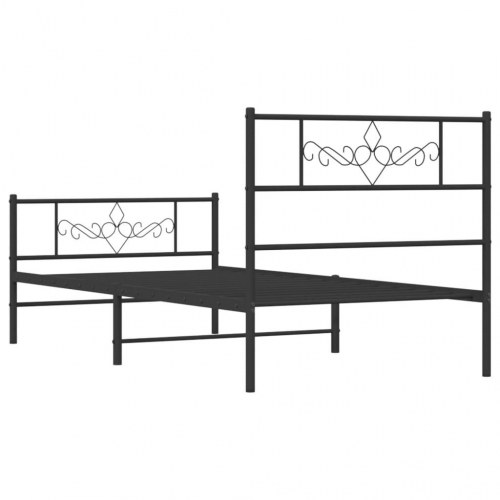 Sengeramme med sengegavl og fodgærde 100×190 cm - metal, sort