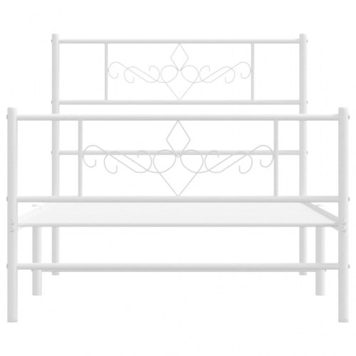 Sengeramme i metal med gavl og fodgærde 107x203 cm - hvid
