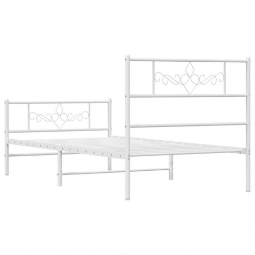 Sengeramme i metal med gavl og fodgærde 107x203 cm - hvid