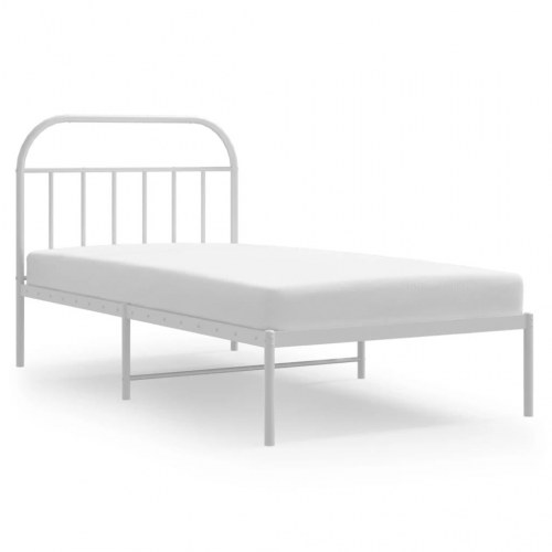 Sengeramme med sengegavl 100×190 cm - metal, hvid