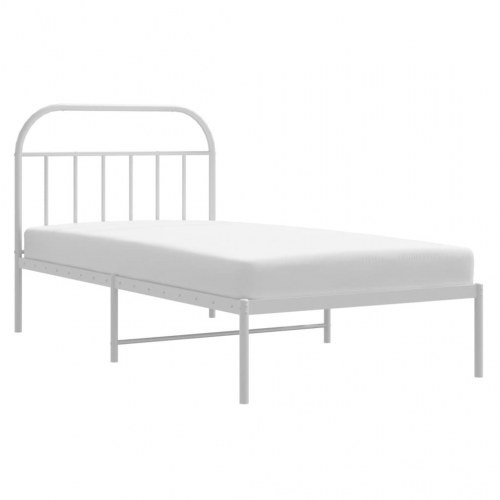 Sengeramme med sengegavl 100×190 cm - metal, hvid