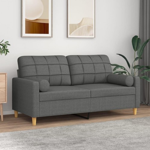 2-personers sofa med pyntepuder 140 cm - stof, mørkegrå