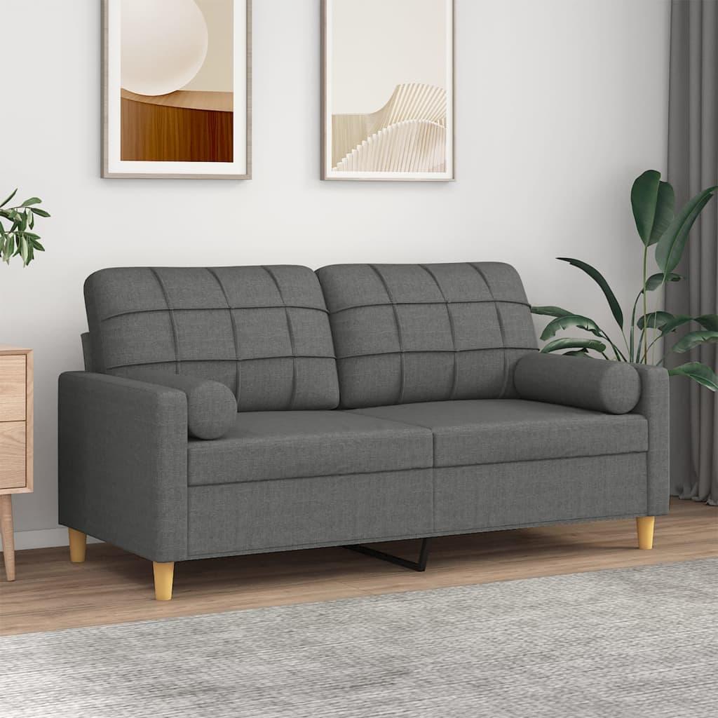 2-Personers Sofa Med Pyntepuder Stof - 140 cm / Mørkegrå