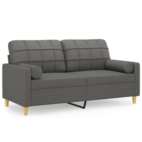2-personers sofa med pyntepuder 140 cm - stof, mørkegrå
