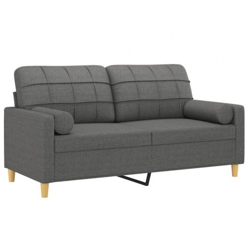 2-personers sofa med pyntepuder 140 cm - stof, mørkegrå